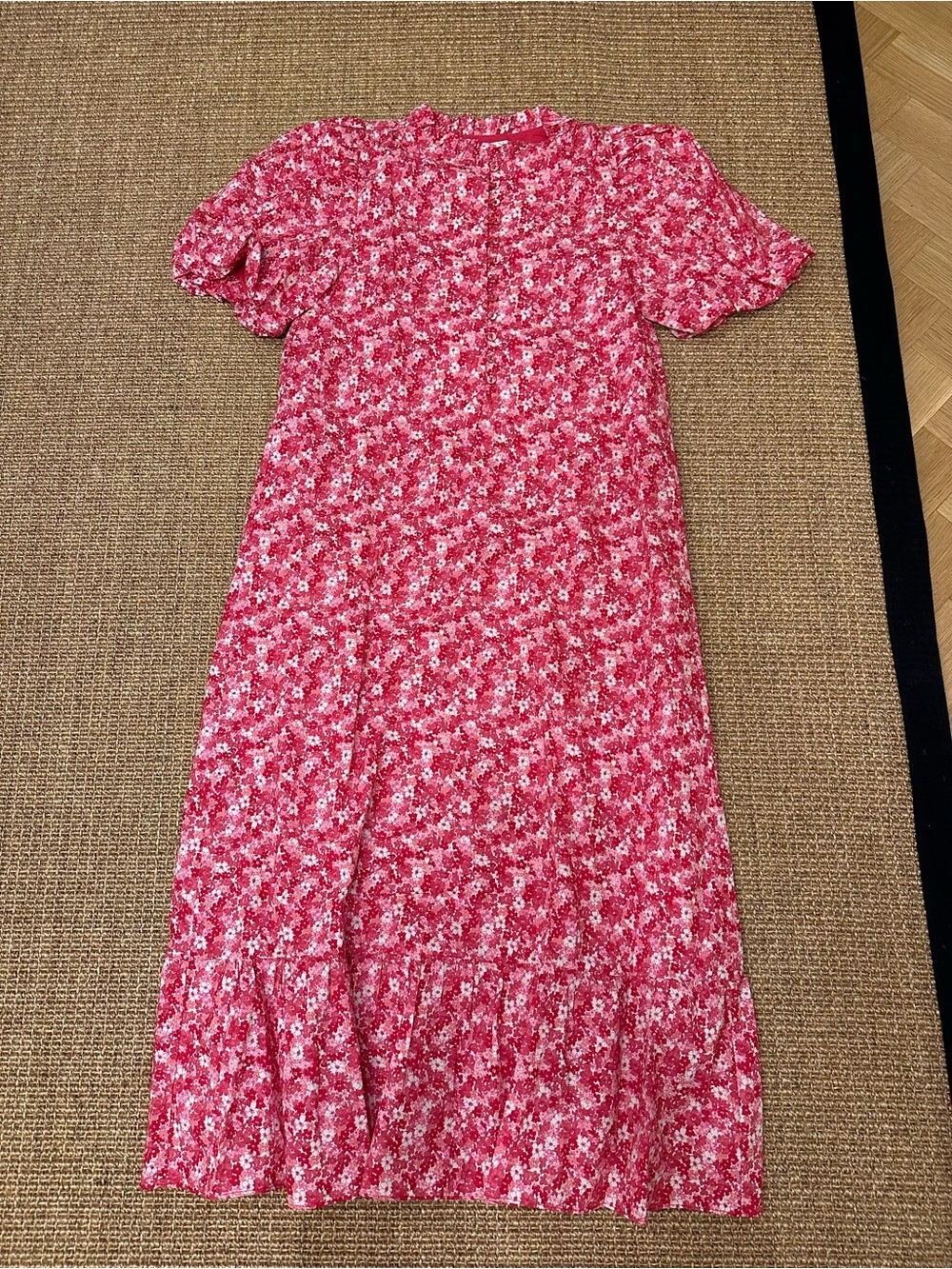 Women's Pink Floral Maxi Dress with Ruffle Hem